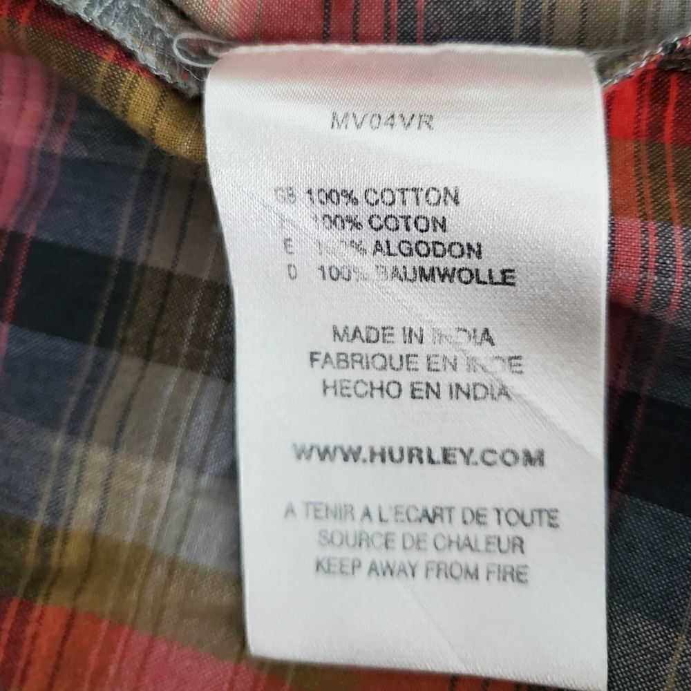 Hurley Men's Plaid Long Sleeve Snap Button Down Shirt Size XL - Picture 7 of 7